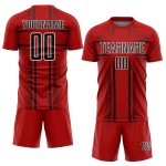 Black-White Red Lines Sublimation Uniform Custom Jersey Soccer Black-White Red Lines Sublimation Uniform Custom Jersey Soccer