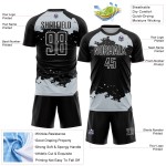 Black Fragment Custom Uniform Jersey Sublimation Soccer Silver-White Art Abstract Black Fragment Custom Uniform Jersey Sublimation Soccer Silver-White Art Abstract