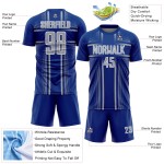 Royal Custom Jersey Lines Gray-White Soccer Sublimation Uniform Royal Custom Jersey Lines Gray-White Soccer Sublimation Uniform