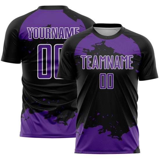 Purple-White Custom Black Art Abstract Sublimation Fragment Uniform Jersey Soccer