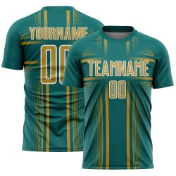 Uniform Sublimation Teal Jersey Soccer Gold-White Custom Old Lines