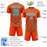 Lines Jersey Uniform Custom Orange Soccer Aqua-White Sublimation Lines Jersey Uniform Custom Orange Soccer Aqua-White Sublimation