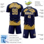 Navy Gold-White Abstract Jersey Old Uniform Art Fragment Sublimation Soccer Custom Navy Gold-White Abstract Jersey Old Uniform Art Fragment Sublimation Soccer Custom