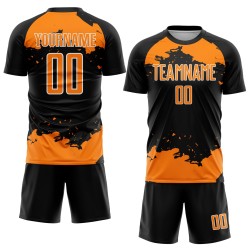 Fragment Sublimation Black Jersey Abstract Bay Uniform Custom Soccer Orange-White Art