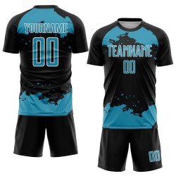 Panther Uniform Custom Sublimation Blue-White Art Black Jersey Soccer Abstract Fragment