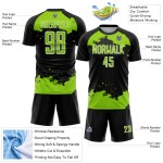 Art Abstract Neon Soccer Custom Jersey Black Green-White Fragment Sublimation Uniform Art Abstract Neon Soccer Custom Jersey Black Green-White Fragment Sublimation Uniform