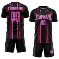 Custom Jersey Soccer Lines Pink-Light Sublimation Uniform Black Blue Custom Jersey Soccer Lines Pink-Light Sublimation Uniform Black Blue
