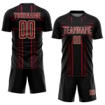 Soccer Black Crimson-Cream Lines Sublimation Custom Jersey Uniform