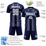 Sublimation Uniform Custom Lines Silver-White Soccer Jersey Navy