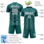 Lines Gray-White Uniform Sublimation Teal Jersey Soccer Custom Lines Gray-White Uniform Sublimation Teal Jersey Soccer Custom