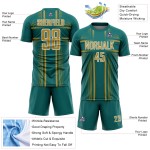 Uniform Sublimation Teal Jersey Soccer Gold-White Custom Old Lines Uniform Sublimation Teal Jersey Soccer Gold-White Custom Old Lines