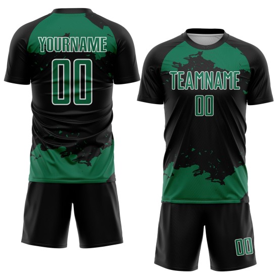 Uniform Kelly Custom Black Green-White Fragment Sublimation Soccer Art Jersey Abstract Uniform Kelly Custom Black Green-White Fragment Sublimation Soccer Art Jersey Abstract