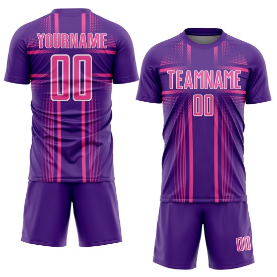 Pink-White Purple Soccer Sublimation Uniform Lines Custom Jersey Pink-White Purple Soccer Sublimation Uniform Lines Custom Jersey
