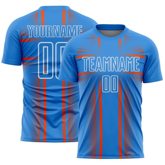 Uniform Powder Soccer Orange-White Blue Sublimation Custom Jersey Lines