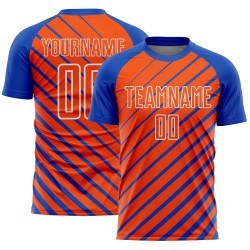 Lines Jersey Soccer Orange-White Blue Thunder Uniform Sublimation Custom