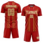 Gold-White Red Lines Sublimation Old Uniform Soccer Custom Jersey Gold-White Red Lines Sublimation Old Uniform Soccer Custom Jersey
