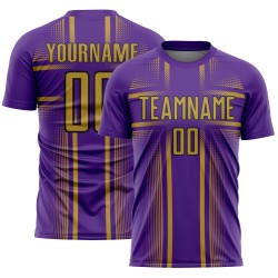 Lines Old Jersey Sublimation Gold-Black Purple Uniform Soccer Custom