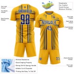 Royal-White Gold Soccer Lines Sublimation Jersey Custom Uniform Royal-White Gold Soccer Lines Sublimation Jersey Custom Uniform