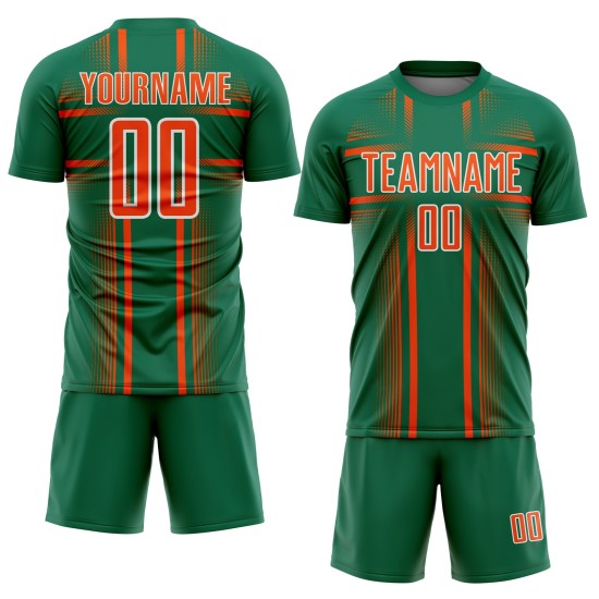 Custom Jersey Orange-White Green Uniform Lines Sublimation Soccer Kelly Custom Jersey Orange-White Green Uniform Lines Sublimation Soccer Kelly