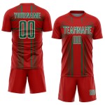 Kelly Custom Lines Green-White Red Soccer Uniform Jersey Sublimation Kelly Custom Lines Green-White Red Soccer Uniform Jersey Sublimation