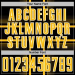 Black Soccer Lines Uniform Sublimation Jersey Gold-White Custom Black Soccer Lines Uniform Sublimation Jersey Gold-White Custom