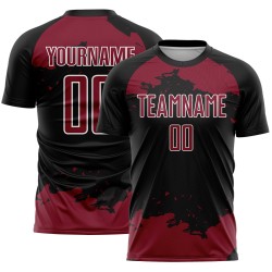 Sublimation Abstract Uniform Jersey Soccer Black Art Fragment Custom Crimson-White