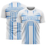 White Custom Sublimation Jersey Lines Blue Powder Uniform Soccer White Custom Sublimation Jersey Lines Blue Powder Uniform Soccer