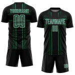 Lines Green-White Jersey Black Soccer Uniform Kelly Custom Sublimation