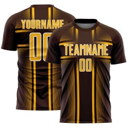 Jersey Uniform Lines Brown Gold-White Soccer Custom Sublimation