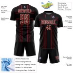 Soccer Black Crimson-Cream Lines Sublimation Custom Jersey Uniform