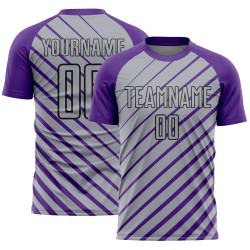 Soccer Purple Custom Gray-Black Sublimation Uniform Jersey Lines