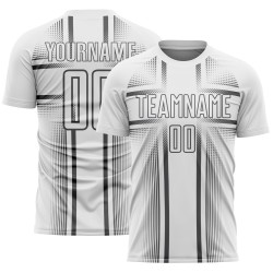 White Uniform Soccer Steel Lines Jersey Gray Sublimation Custom