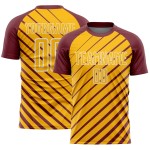 Gold-White Jersey Custom Sublimation Burgundy Lines Uniform Soccer Gold-White Jersey Custom Sublimation Burgundy Lines Uniform Soccer