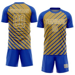Soccer Jersey Lines Custom Old Sublimation Thunder Gold-White Blue Uniform