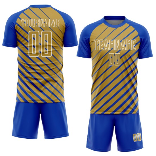 Soccer Jersey Lines Custom Old Sublimation Thunder Gold-White Blue Uniform