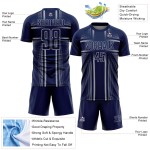 Uniform Lines Custom Sublimation Navy Gray Soccer Jersey