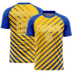 Sublimation Soccer Blue Custom Jersey Thunder Yellow-White Uniform Lines