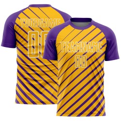 Jersey Purple Sublimation Uniform Gold-White Custom Soccer Lines