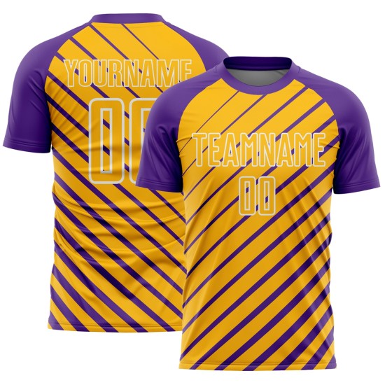 Jersey Purple Sublimation Uniform Gold-White Custom Soccer Lines