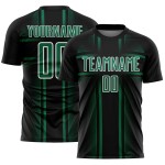 Lines Green-White Jersey Black Soccer Uniform Kelly Custom Sublimation