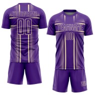 Custom Uniform Purple Lines Cream Sublimation Soccer Jersey Custom Uniform Purple Lines Cream Sublimation Soccer Jersey
