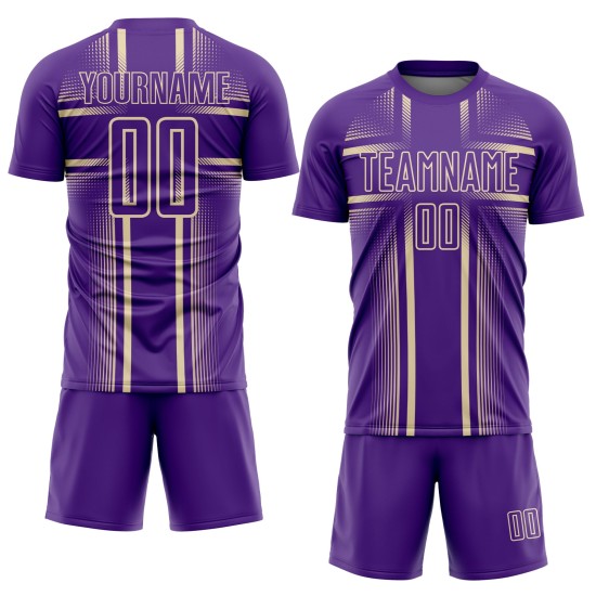 Custom Uniform Purple Lines Cream Sublimation Soccer Jersey Custom Uniform Purple Lines Cream Sublimation Soccer Jersey