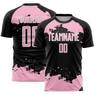 Black Sublimation Jersey Uniform Light Soccer Pink-White Fragment Abstract Art Custom