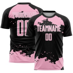 Black Sublimation Jersey Uniform Light Soccer Pink-White Fragment Abstract Art Custom