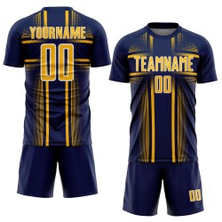 Gold-White Sublimation Navy Soccer Custom Lines Uniform Jersey Gold-White Sublimation Navy Soccer Custom Lines Uniform Jersey