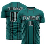 Jersey Teal Uniform Soccer Lines Sublimation Black-White Custom Jersey Teal Uniform Soccer Lines Sublimation Black-White Custom