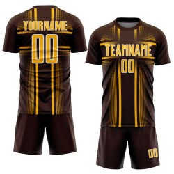 Jersey Uniform Lines Brown Gold-White Soccer Custom Sublimation Jersey Uniform Lines Brown Gold-White Soccer Custom Sublimation