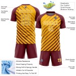 Gold-White Jersey Custom Sublimation Burgundy Lines Uniform Soccer Gold-White Jersey Custom Sublimation Burgundy Lines Uniform Soccer