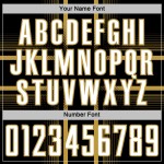 Sublimation Soccer Custom Gold Uniform White-Old Black Jersey Lines Sublimation Soccer Custom Gold Uniform White-Old Black Jersey Lines