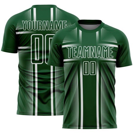 Jersey Soccer Uniform Green Custom Lines White Sublimation Jersey Soccer Uniform Green Custom Lines White Sublimation